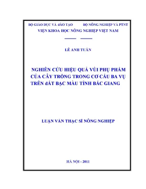Nghiên cứu hiệu quả vùi phụ phẩm của cây trồng trong cơ cấu ba vụ trên đất bạc mầu tỉnh bắc giang