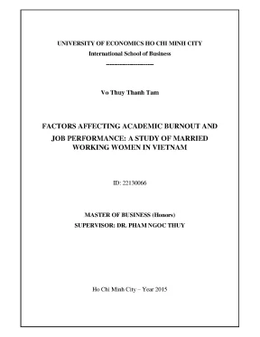 Luận văn factors affecting academic burnout and job performance a study of married working women in vietnam
