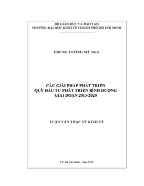 Luận văn các giải pháp phát triển quỹ đầu tư phát triển bình dương giai đoạn 2015 2020
