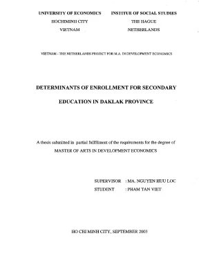 Luận văn determinants of enrollment for secondary education in daklak province