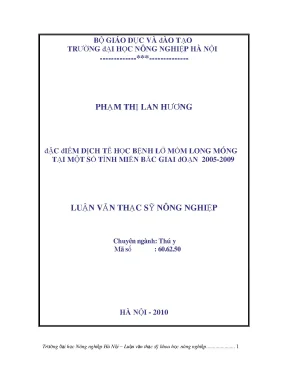 Đặc điểm dịch tễ học bệnh lở mồm long móng tại một số tỉnh miền bắc giai đoạn 2005 2009