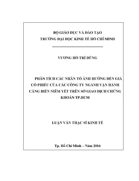 Luận văn phân tích các nhân tố ảnh hưởng đến giá cổ phiếu của các công ty ngành vận hành cảng biển niêm yết trên sở giao dịch chứng khoán tp hcm
