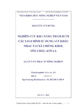 Nghiên cứu khả năng thấm của đất trên các loại hình sử dụng đất chính tại xã chiềng khoi yên châu sơn la