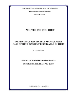 Luận văn inefficiency receivable management case of hight account receivable in thmc