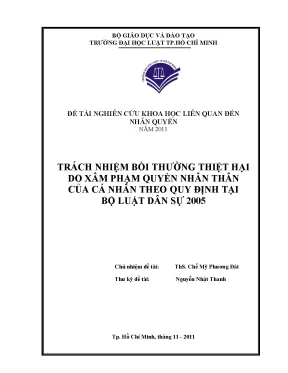 Trách nhiệm bồi thường thiệt hại do xâm phạm quyền nhân thân của cá nhân theo quy định tại luật dân sự 2005