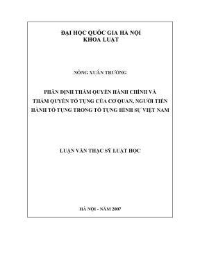 Phân định thẩm quyền hành chính và thẩm quyền tố tụng của cơ quan người tiến hành tố tụng trong tố tụng hình sự việt nam