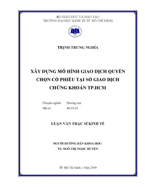 Luận văn xây dựng mô hình giao dịch quyền chọn cổ phiếu tại sở giao dịch chứng khoán tphcm