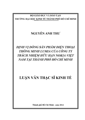 Luận văn định vị dòng sản phẩm điện thoại thông minh lunia của công ty tnhh nokia việt nam tại tp hcm