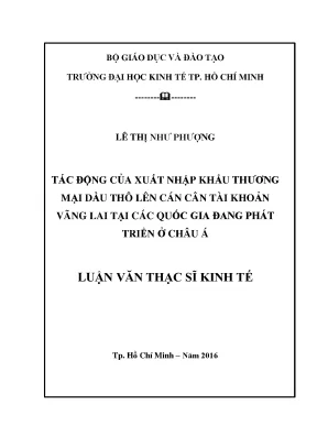 Luận văn tác động của xuất nhập khẩu thương mại dầu thô lên cán cân tài khoản vãng lai tại các quốc gia đang phát triển ở châu á