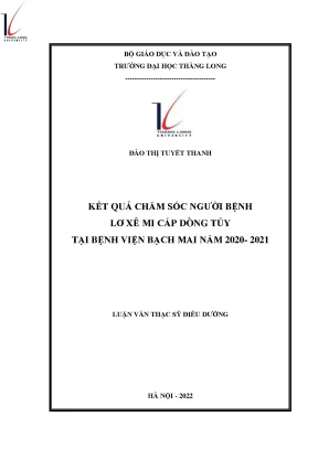 Kết quả chăm sóc người bệnh lơ xê mi cấp dòng tủy tại bệnh viện bạch mai năm 2020 2021