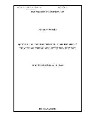Quản lý các trường chính trị tỉnh thành phố trực thuộc trung ương ở việt nam hiện nay