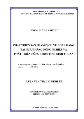 Luận văn phát triển dịch vụ ngân hàng tại ngân hàng nông nghiệp và phát triển nông thôn tỉnh ninh thuận