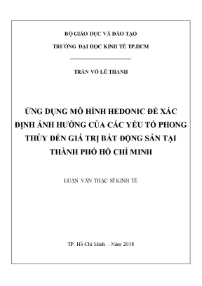 Luận văn ứng dụng mô hình hedonic để xác định ảnh hưởng của các yếu tố phong thủy đến giá trị bất động sản tại thành phố hồ chí minh