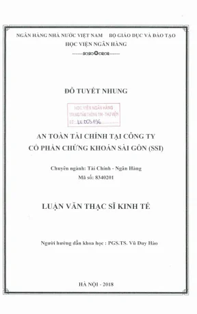 Luận văn thạc sĩ tài chính ngân hàng an toàn tài chính tại công ty cổ phần chứng khoán sài gòn ssi