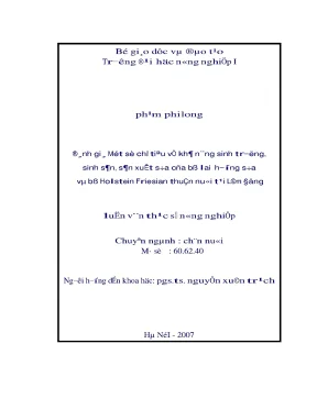 Đánh giá một số chỉ tiêu về khả năng sinh trưởng sinh sản sản xuất sữa của bò lai hướng sữa và bò holstein friesian thuần nuôi tại lâm đồng