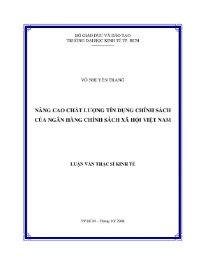 Luận văn nâng cao chất lượng tín dụng chính sách của ngân hàng chính sách xã hội việt nam