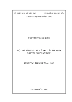 Luận văn một số bổ sung về lý thuyết ổn định đối với bộ phận biến