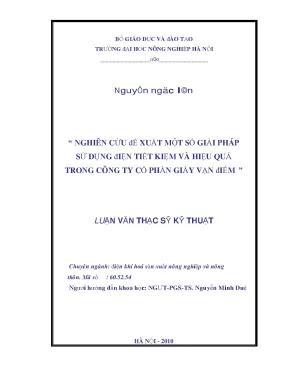 Nghiên cứu đề xuất một số giải pháp sử dụng điện tiết kiệm và hiệu quả trong công ty cổ phần giấy vạn điểm