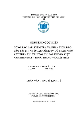 Luận văn công tác lập kiểm tra và phân tích báo cáo tài chính ở các công ty cổ phần niêm yết trên thị trường chứng khoán việt nam hiện nay thực trạng và giải pháp