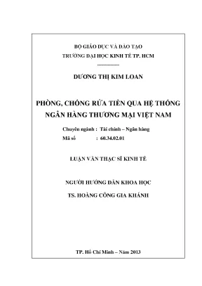 Luận văn phòng chống rửa tiền qua hệ thống ngân hàng thương mại việt nam
