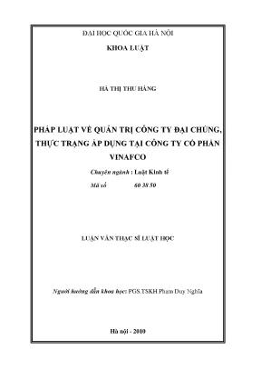 Pháp luật về quản trị công ty đại chúng thực trạng áp dụng tại công ty cổ phần vinafco
