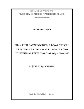 Luận văn phân tích các nhân tố tác động đến cấu trúc vốn của các công ty ngành công nghệ thông tin trong giai đoạn 2008 2010