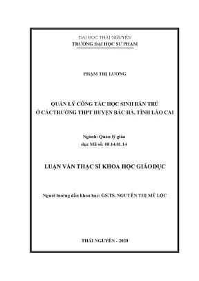 Quản lý công tác học sinh bán trú ở các trường thpt huyện bắc hà tỉnh lào cai