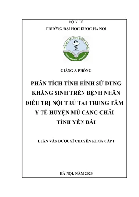 Giàng a phổng phân tích tình hình sử dụng kháng sinh trên bệnh nhân điều trị nội trú tại trung tâm y tế huyện mù cang chải tỉnh yên bái luận văn dược sĩ chuyên khoa cấp i