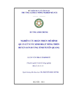 Nghiên cứu hoàn thiện mô hình quản lý nước sinh hoạt nông thôn huyện sơn dương tỉnh tuyên quang