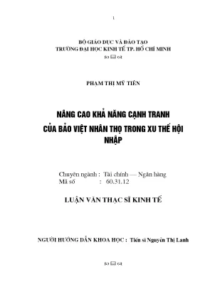 Luận văn nâng cao khả năng cạnh tranh của bảo việt nhân thọ trong xu thế hội nhập