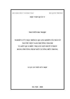 Nghiên cứu đặc điểm x quang khớp cổ chân ở người việt nam trưởng thành và kết quả điều trị gãy kín dupuytren bằng phương pháp kết xương bên trong