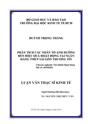 Luận văn phân tích các nhân tố ảnh hưởng đến hiệu quả hoạt động tại ngân hàng thương mại cổ phần sài gòn thương tín
