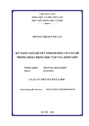 Luận án tiến sĩ tâm lý học kỹ năng giải quyết tình huống có vấn đề trong hoạt động học tập của sinh viên