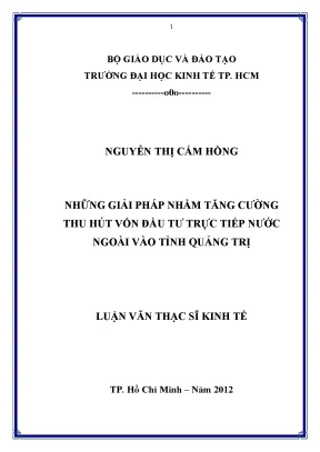 Luận văn những giải pháp nhằm tăng cường thu hút đầu tư trực tiếp nước ngoài vào tỉnh quảng trị