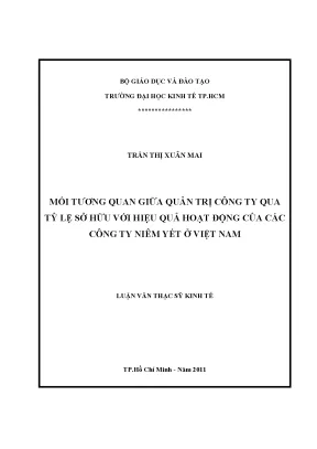 Luận văn mối tương quan giữa quản trị công ty qua tỷ lệ sở hữu với hiệu quả hoạt động của các công ty niêm yết ở việt nam