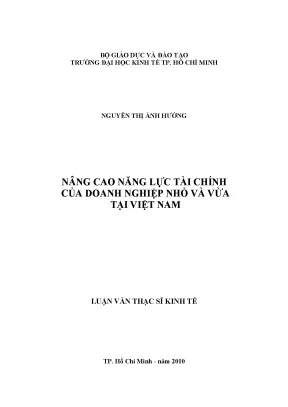 Luận văn nâng cao năng lực tài chính của doanh nghiệp nhỏ và vừa tại việt nam
