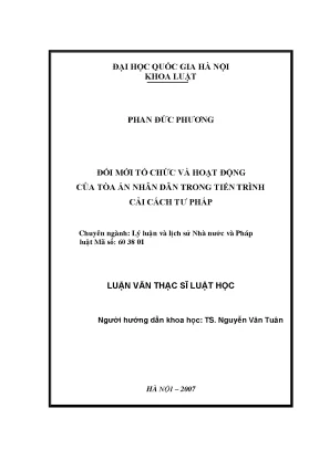 Đổi mới tổ chức và hoạt động của tòa án nhân dân trong tiến trình cải cách tư pháp