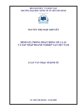 Luận văn định giá trong hoạt động mua lại và sát nhập doanh nghiệp tại việt nam luận văn thạc sĩ