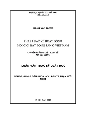 Pháp luật về hoạt động môi giới bất động sản ở việt nam