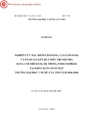 2047 nghiên cứu đặc điểm lâm sàng cận lâm sàng và đánh giá kết quả điều trị nội nha răng cối nhỏ bằng hệ thống endo express tại khoa răng hàm mặt trường đạ