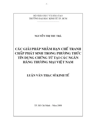 Luận văn các giải pháp nhằm hạn chế tranh chấp phát sinh trong phương thức tín dụng chứng từ tại các ngân hàng thương mại việt nam
