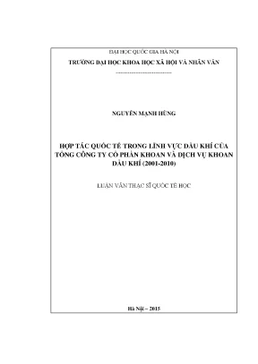 Luận văn thạc sĩ hợp tác quốc tế trong lĩnh vực dầu khí của tổng công ty cổ phần khoan và dịch vụ khoan dầu khí 2001 2010
