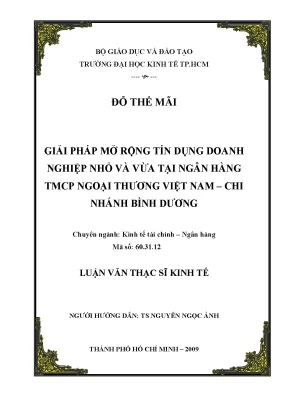 Luận văn giải pháp mở rộng tín dụng doanh nghiệp nhỏ và vừa tại ngân hàng tmcp ngoại thương việt nam chi nhánh bình dương luận văn thạc sĩ kinh tế