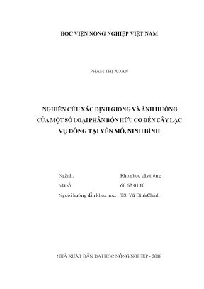 Nghiên cứu xác định giống và ảnh hưởng của một số loại phân bón hữu cơ đến cây lạc vụ đông tại yên mô ninh bình