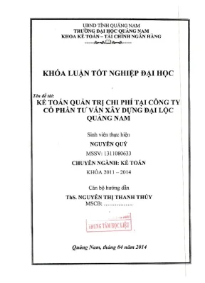 1108 kế toán quản trị chi phí tại công ty cô phần tư vấn xây dựng đại lộc quảng nam nguyễn quý luận văn đh quảng nam