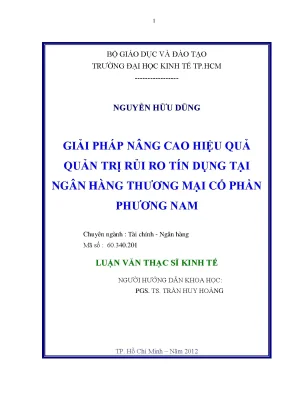 Luận văn giải pháp nâng cao hiệu quả quản trị rủi ro tín dụng tại ngân hàng tmcp phương nam