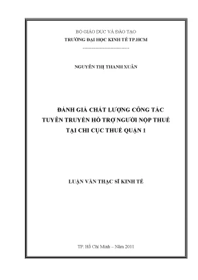 Luận văn đánh giá chất lượng công tác tuyên truyền hỗ trợ người nộp thuế tại chi cục thuế quận 1