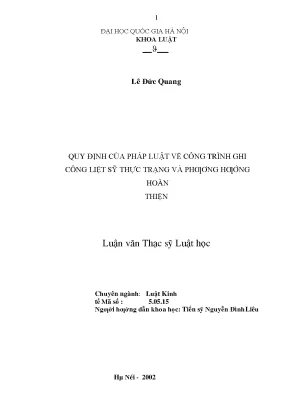 Quy định của pháp luật về công trình ghi công liệt sỹ thực trạng và phương hướng hoàn thiện