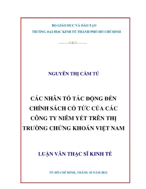 Luận văn các nhân tố tác động đến chính sách cổ tức của các công ty niêm yết trên thị trường chứng khoán việt nam 001
