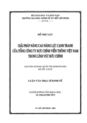 Luận văn giải pháp nâng cao năng lực cạnh tranh của tổng công ty bưu chính viễn thông việt nam trong lĩnh vực bưu chính